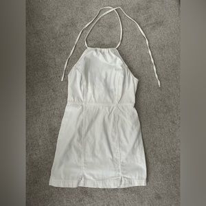 ASOS petite soft denim halterneck dress white size US 4